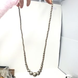 Long Navajo Pearl necklace- sterling silver